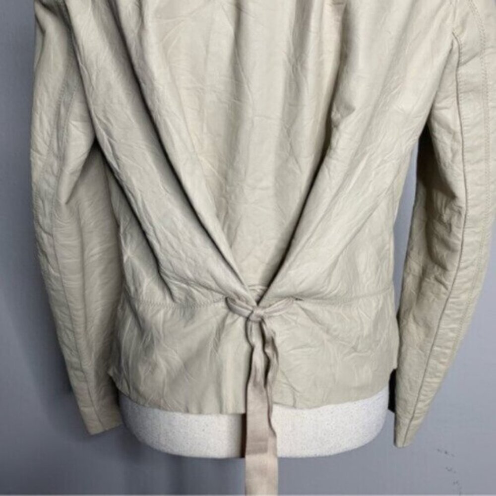 Time Postmodern Cream Leather Jacket - image 8